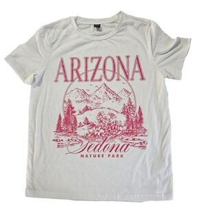 SHEIN Arizona Sedona Nature Park Graphic Tee Womens Small White Pink T Shirt